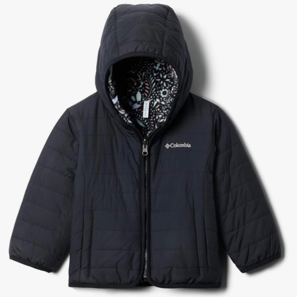 Columbia Youth Double Trouble Reversible Jacket, Water Repellent Black, 3-6 mon